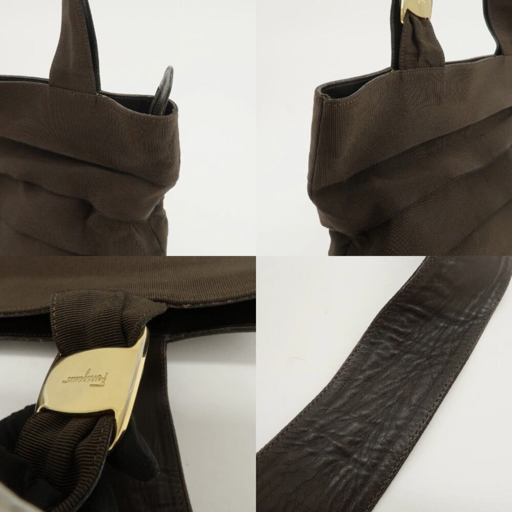 💎✨Beautiful✨💎Authentic Ferragamo Vara Logo Canvas Tote Bag Shoulder Bag Brown - Picture 6 of 15
